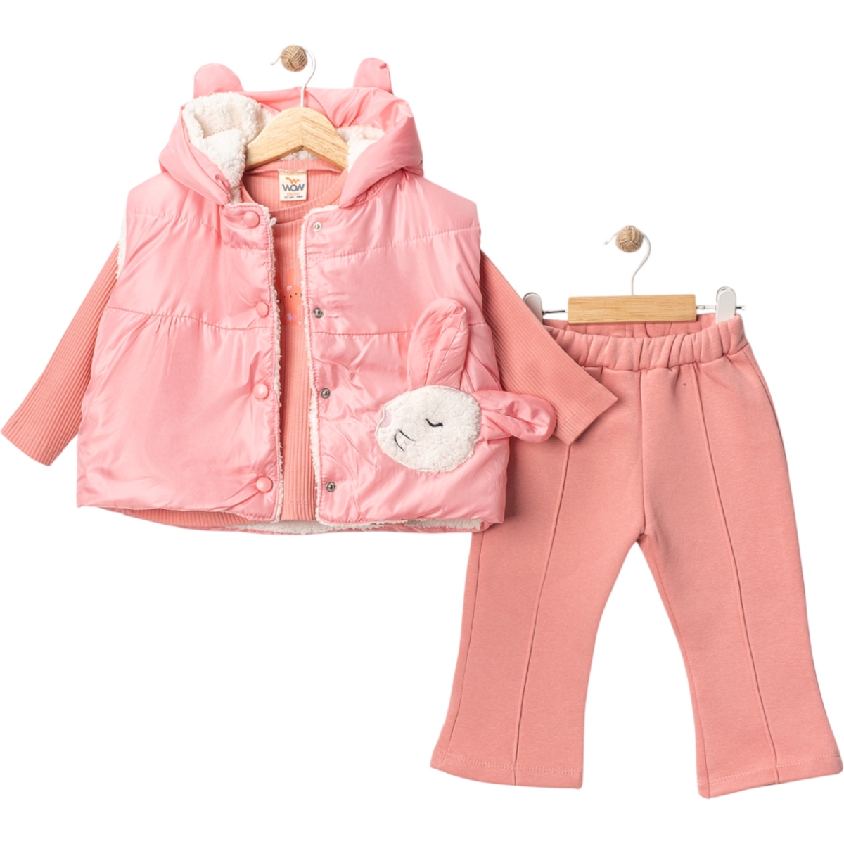 KIŞLIK TAVŞAN NAKIŞLI YELEKLİ 3 LÜ TAKIM